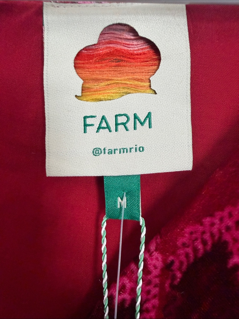 FARM Rio Farm Rio Velvet Floral V-Neck Mini Dress Deep Red M NWT - Picture 7 of 15